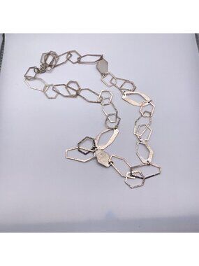 Silpada Sterling Silver Geometric Link Necklace 925 Textured Modern 17"
